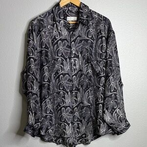 Timney - Fowler 100% silk long sleeve button down floral top FLAWS